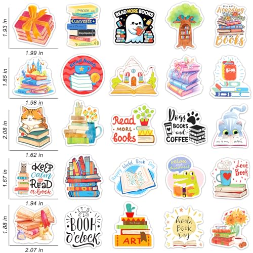STKJoviale 200 PCS Book Stickers for Kids, Reading Stickers for Students Bookish Stickers for Laptop Water Bottles Book Accessories Vinyl Stickers for Book Lovers Gifts