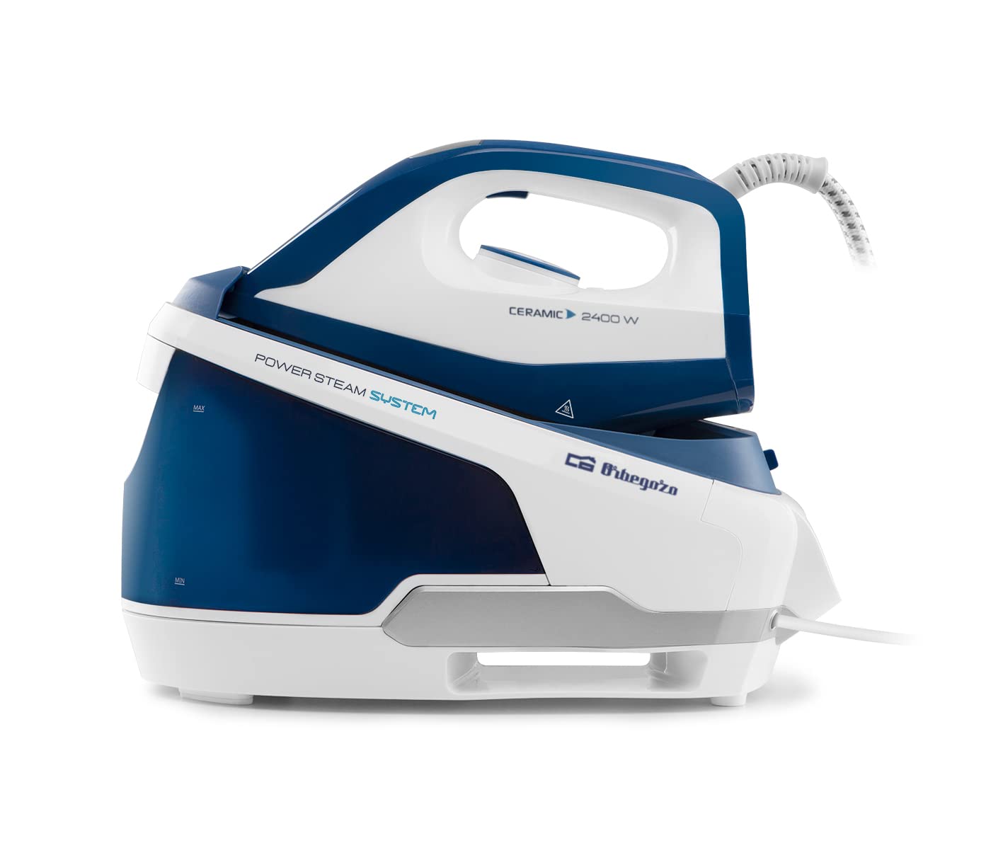 Orbegozo VP 8600 - Centro de Planchado a Vapor, Planchado en Seco y a Vapor, 2 Modos Funcionamiento, Modo Autolimpieza, Regulador de Temperatura, Depósito de Agua Extraíble 2 L, 2400 W, Blanco Y Azul