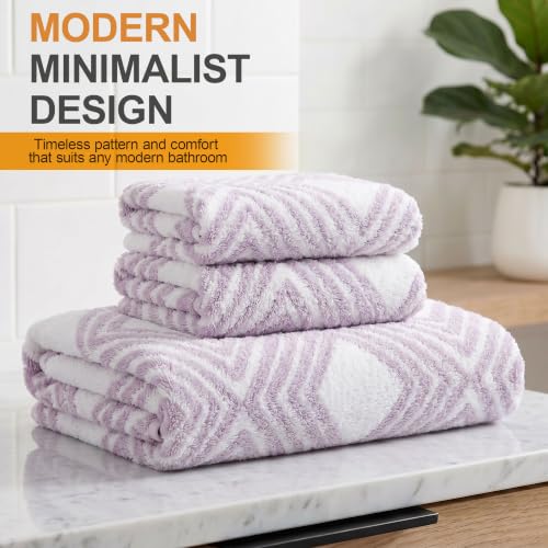 Image of Story@Home K-Cloud Luxury Bath Towel Set for Gifting, Microfiber Towels, 500 GSM, Ultra Soft, Quick Dry, 3X More Absorbent Than Cotton Towels, 1 Bath Towel & 2 Hand Towels, Gift Box, Set of 3-Purple