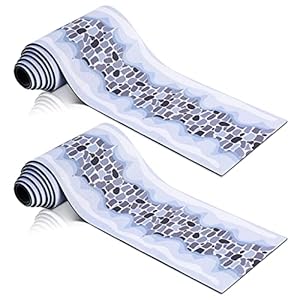 Jetec 2 Pcs Christmas Village Accessories Christmas Village Brick Snow Road Village Street Mat Decorations Snow Brick…