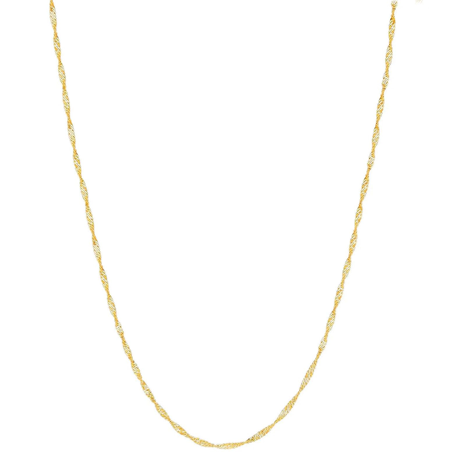 14K Yellow/White Gold Singapore Chain Necklace for Women