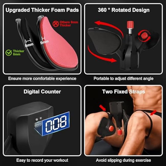 Thigh Master Hip Trainer Kegel Exerciser - Pelvic Floor & Inner Thigh Exercise Device - 77LBS Adjustable Leg Workout Equipment for Home Gym