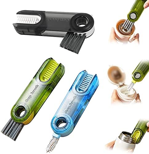 Hfpengzan 3PCS 3-in-1 Cup Lid Cleaner Brush Set, Multifunctional Mini Cup Bottle Cleaning Brush, Kitchen Washing Tool, Mini Cleaner for Travel and Home