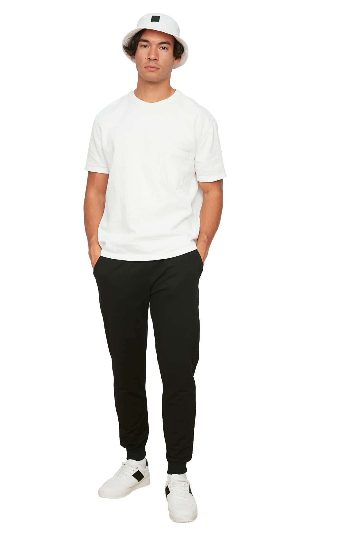 Trendyol Man Basic Normal Waist Elastic Cuff Jogger Tracksuit Bottoms Schwarz