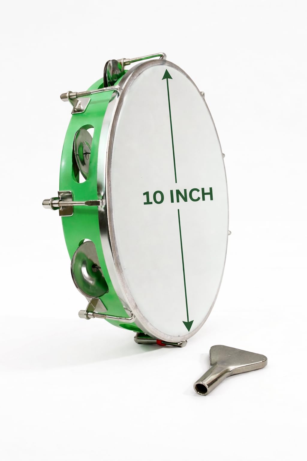 Meerut musical10 Inch dafli Tambourine with Tuning Key, Green
