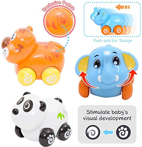Juego de 8 piezas de animales de dibujos animados de juguete de fricción para bebés y niños pequeños | Lindos mini vehículos de juego para recuerdos de fiesta, a partir de 18 meses 2