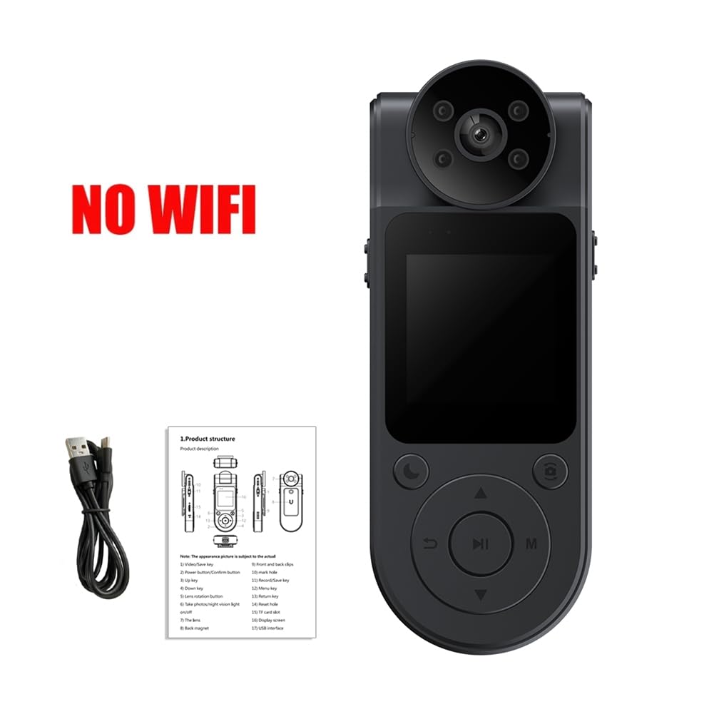 Mini Caméra HD 1080P Bodycam 180° Réglable Sports DV Caméra Extérieure Enregistreur des Forces de L'Ordre Caméra de Vision Nocturne