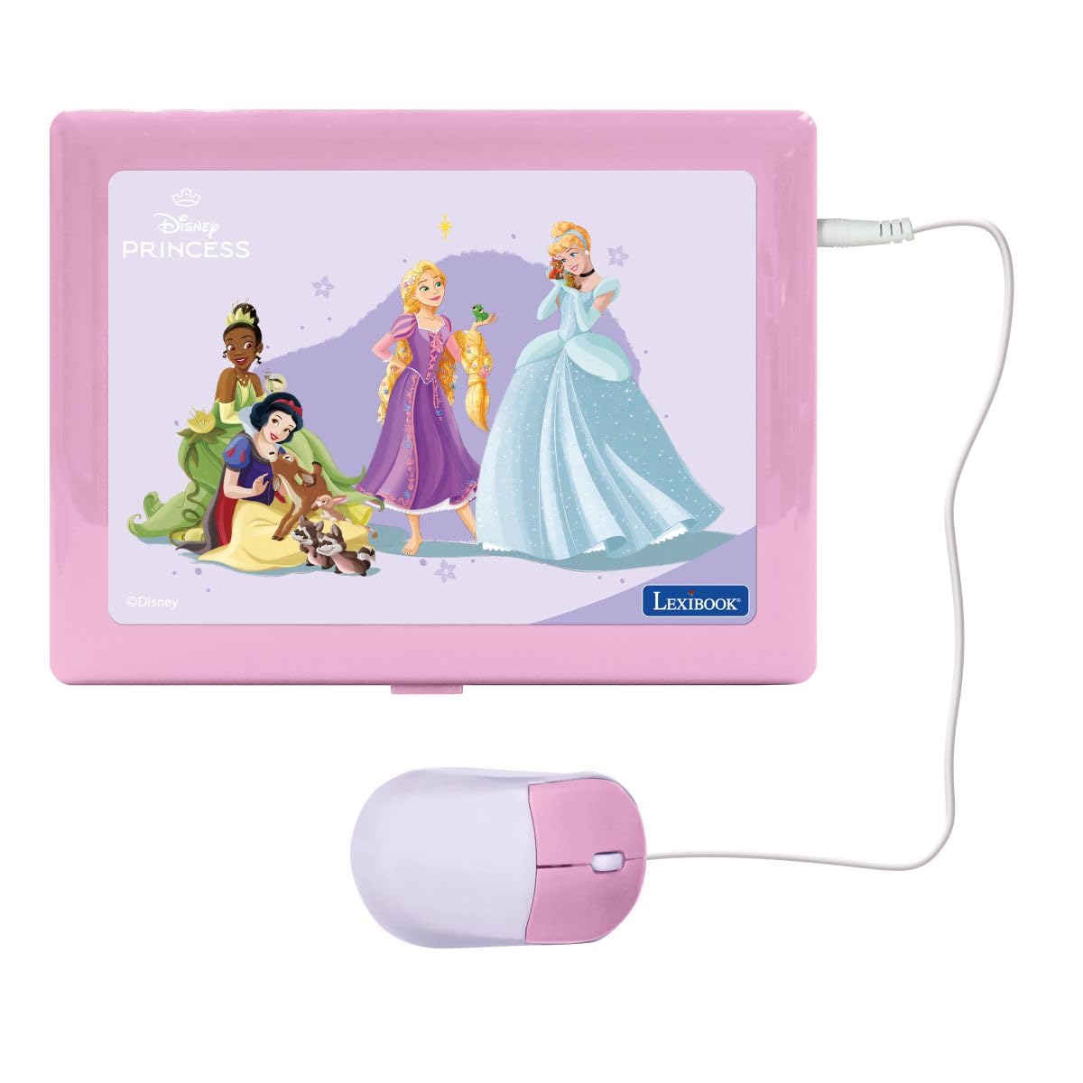 Lexibook, Disney Princesses Ordinateur Éducatif Enfant, JC601DPi1 | Anglais/Français, 164 activités, Jeux éducatifs, souris et clavier, Grand écran