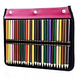 54 Slots Pencil Sleeve - 3 Ring Loose-Leaf Binder Pencil Pouch Stationery Organizer for Colored Pencils, Pens by YOUSHARES （Red）