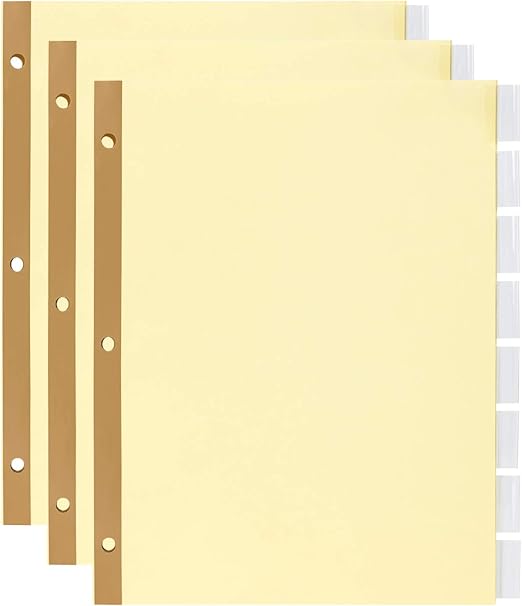 Amazon Basics 8Tab Binder Dividers, Insertable Clear Tabs