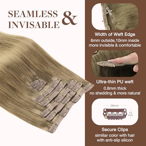 Image of GOO GOO Seamless Clip in Hair Extensions Real Human Hair Remy Extensions