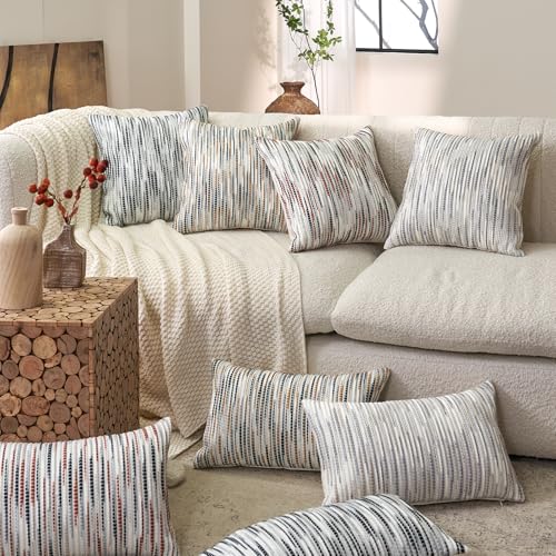 Aeckself TIAOWEN-GRAY3050 Boho Striped Pillow Cover 12X20, Rectangle Decorative Lumbar Throw Pillow Cover Chenille Neutral Pillowcase thumb #6