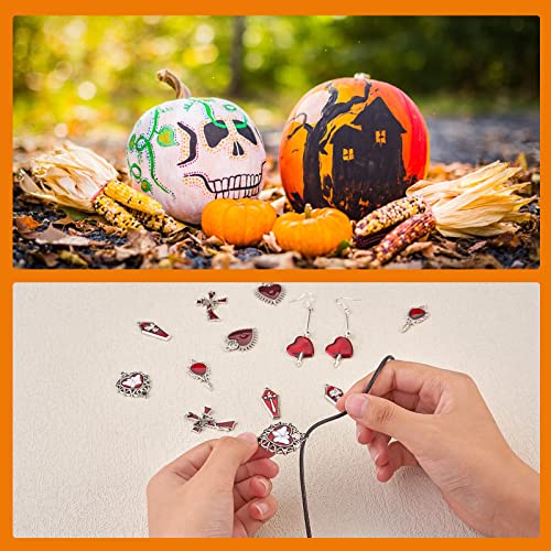 WEWAYSMILE 14-Piece 7-Style Enamel Charm Pendant Set, Crucifix & Alloy Charms for Halloween Decorations & Jewellery Making - Image 4