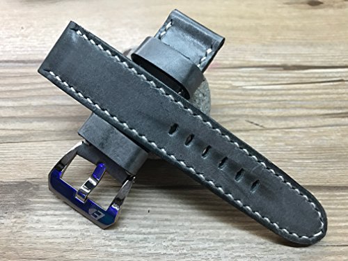 26mm Vintage Shiny Gray watch band, Handmade Leather watch strap, 24mm Leather watch band, Real Leather watch strap for Panerai watch with 22mm/24mm buckle