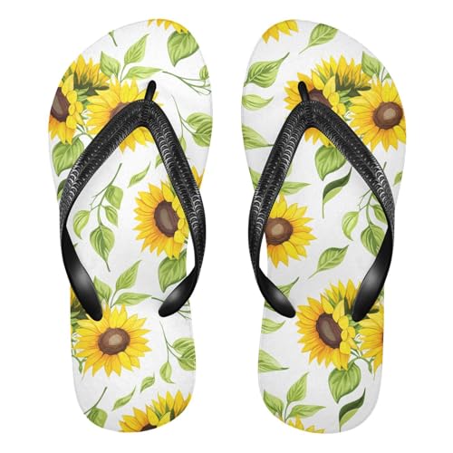 Floral Yellow Sunflowers Flip Flops for Beach Thong Sandals Anti-slip Lightweight Beach Slippers for House Indoor Outdoor