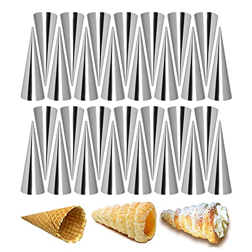 JasCherry 30 Pezzi Acciaio Inox Croissant Cono Form Set - Cannoli Tubo Stampi da Forno per Torte, Pane, Pasticceria Cream Roll Mold #1