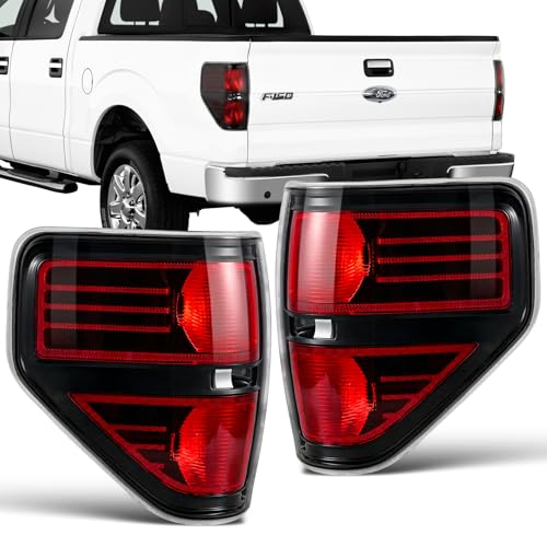SHINEHOME Rear Brake Tail Light for 2009 2010 2011 2012 2013 2014 Ford F150 F-150 Left Driver Right Passenger Taillights Red Smoked Tail light Replace BL3Z13404AB BL3Z13405AB (Not Included Bulb)