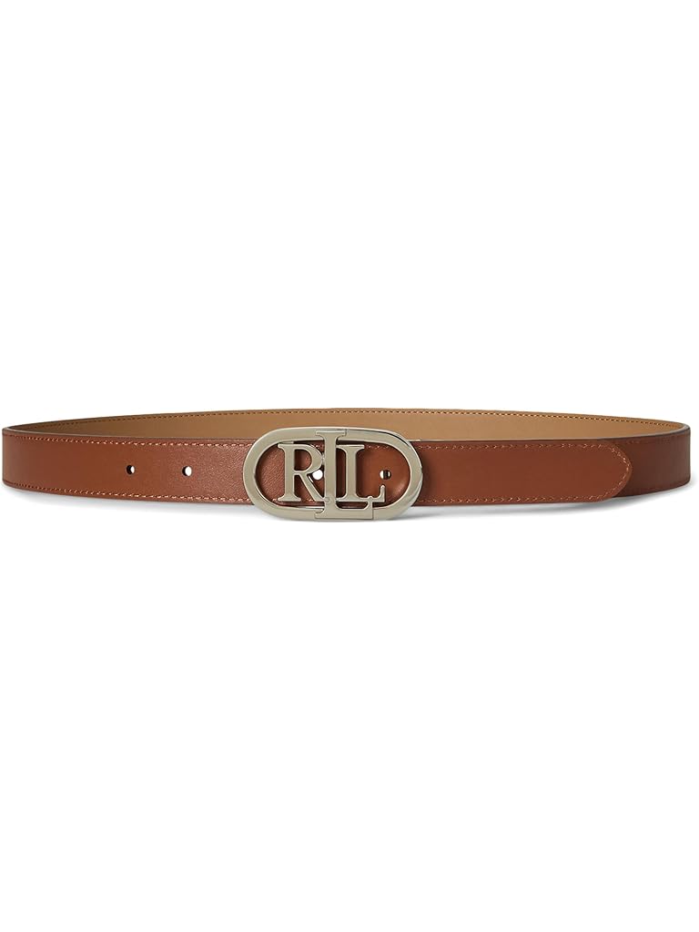 Tan Lauren Ralph Lauren Oval-logo Reversible Leather Skinny Belt