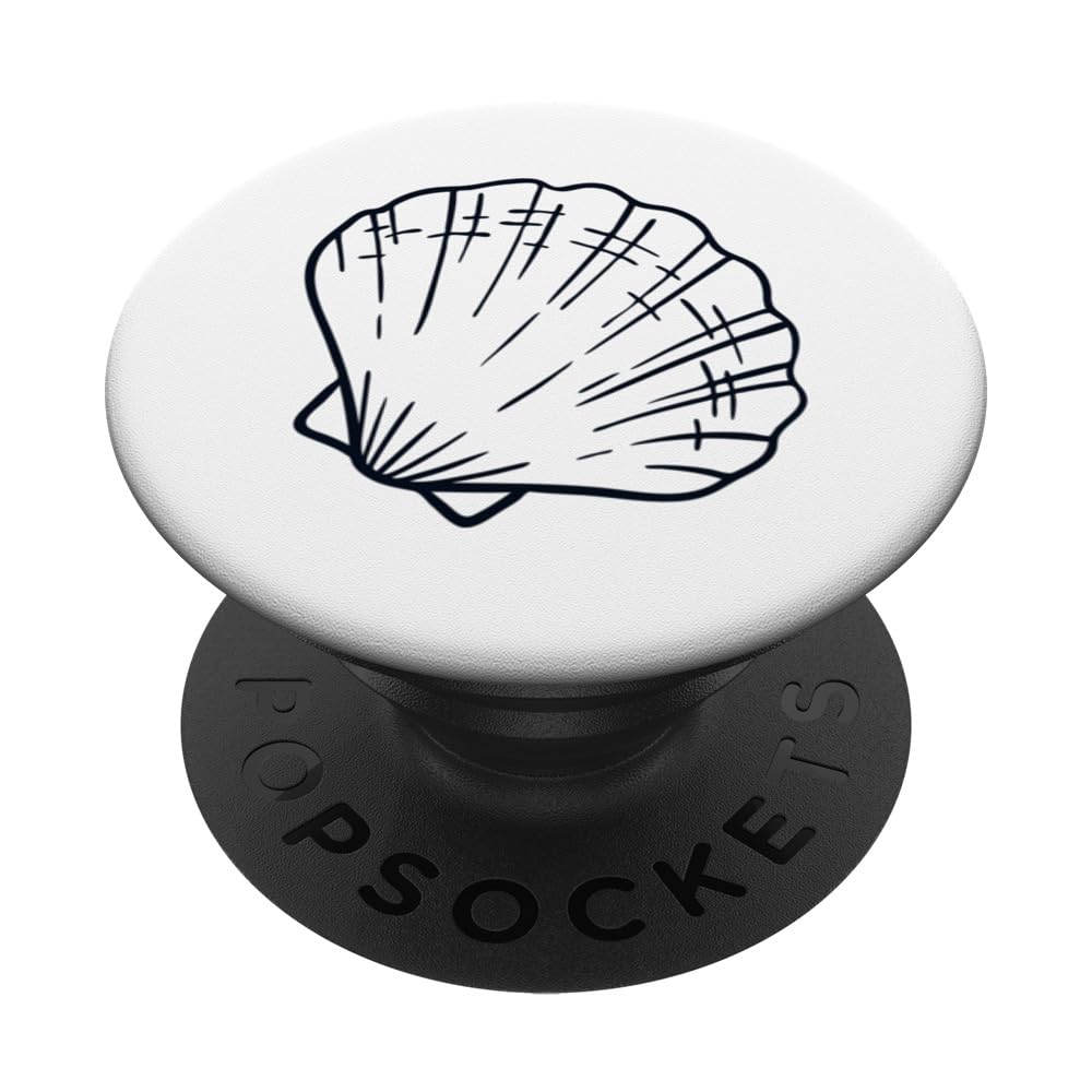 Logo Emblem Shell Shelling Bag Bivalvia Seashell Collecting PopSockets Swappable PopGrip, Black