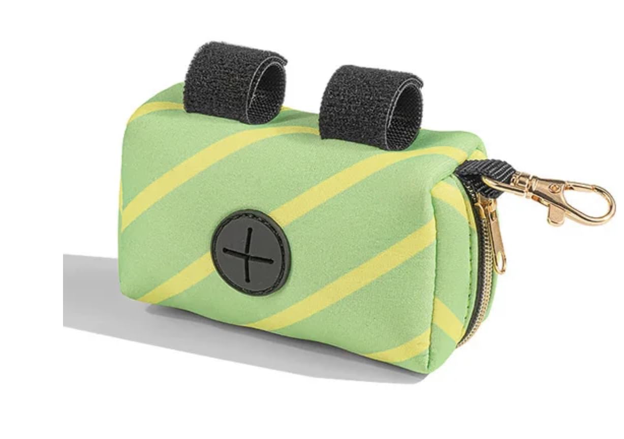 Give Me a Paw Dog Poop Bag Holder for Leash - Bag Dispenser Pouch with Clip- On, Pet Waste Bag Holder. (Green)
