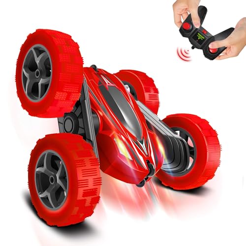 MoKasi Remote Control Stunt Car Toys - Birthday Gifts Ages 6 7 8 9 10 11 12 Year Old Boys Kids Toddler Girls Best Presents Christmas Ideas Rechargeable Rc Racing Vehicle Outdoor (Red)