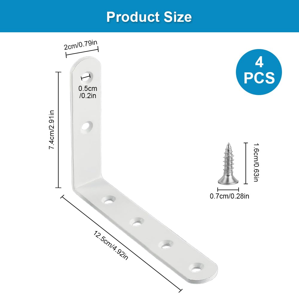 8Pcs Equerre De Metal Etagere Fixation Murale Blanche, Support Etagere En Fer Murale Fixation