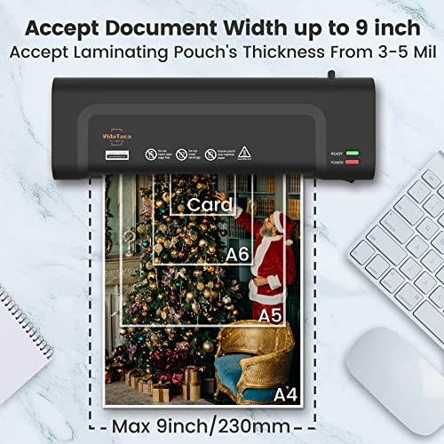 Image of VidaTeco 9-inch Laminator Machine with 20 Laminating Sheets, Laminating Machine 8.5 x11 with 2-Min Faster Preheat, Small Personal Laminator for Teachers, Office, School, Black