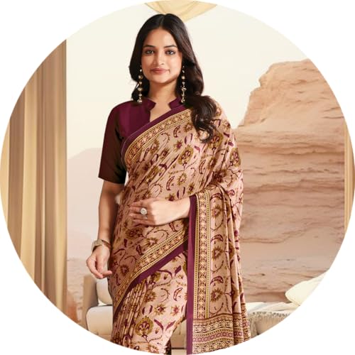 Image of Jaanvi fashion Women's Crepe Silk Saree with Unstitched Blouse Piece | Soft Lightweight Traditional Ethnic Wear Saree for Party, Wedding, Festival