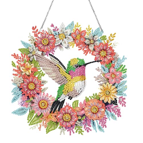Hummingbird Hanging Diamond Art Kits for Adults, DIY Bird Floral ...