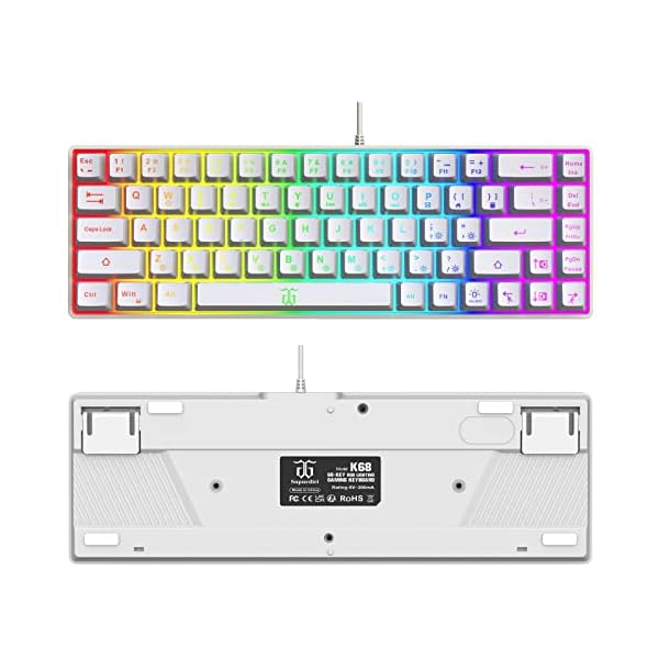 Snpurdiri 60% kabelgebundene Gaming-Tastatur, mechanisches Gefühl, kleine Mini-Gaming-Tastatur, tragbare kompakte RGB… – Bild 3