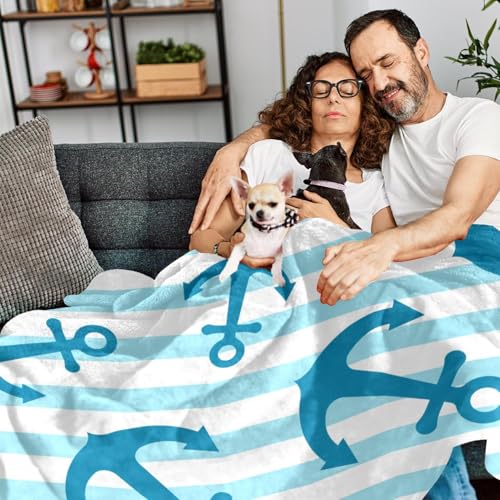 Couverture polaire voile bleue rayée couverture microfibre chaude douce