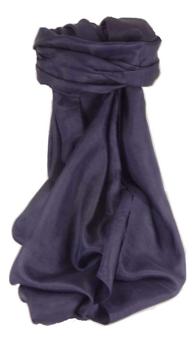 Pashmina & Silk Mens Mulberry Silk Hand Dyed Square Scarf Dark Blue from
