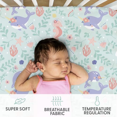 The Peanutshell Baby Girl Crib Sheets, Fitted, Breathable, Crib Mattress Sheet, Nautical Nursery Decor - Image 3