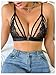 SOLY HUX Women's Lace Bralette Front Closure Bras Wireless Cutout Deep V Triangle Sexy Lace Bra Pure Black Small