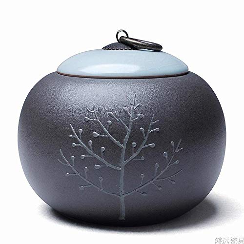 Caddy De Té Latas para Te Tarros Cocina con Tapa Latas De Té, Latas De Cerámica, Latas De Té Pu'Er Grandes, Ollas De Barro Selladas, Tetera A Prueba De Humedad-Cerámica Negra Cover