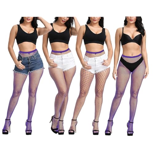 Image of Women Fishnet Stockings, High Waist Fishnet Tights Thigh Stockings Pantyhose