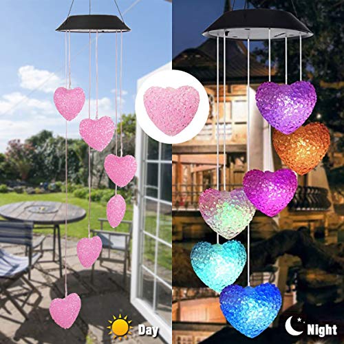Kowth Carillon Solaire LED,Changement de Couleur Suspension LED,Carillon de Vent Solaire Extérieure, pour Jardin, Fête, Patio, Porch, Véranda, Terrasse, Yard, Cour, Home Décoration (cur, 2pc)
