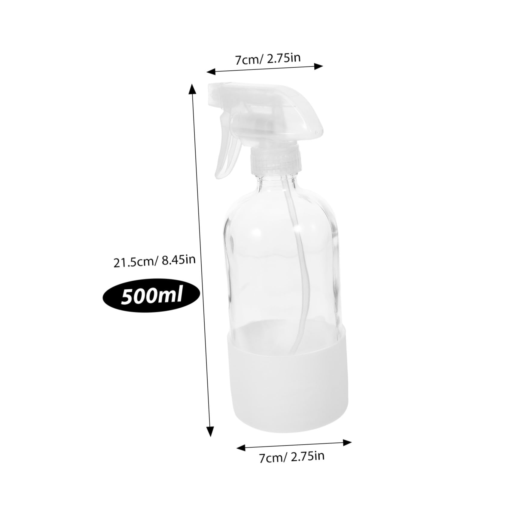 Mikinona Sprühflaschen Leicht und Handlich 500ml aus Glas mit Silikonschutz 2 Stück Weiße Feinnebel Wassersprühflaschen für Pflanzen und Haushalt