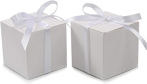COTOPHER 60 cajas de regalo pequeñas, cajas de regalo de 2 x 2 x 2 pulgadas, cajas de regalo de papel con cintas, caja de dulces para regalos de