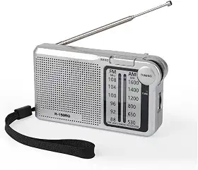 Rádio Portátil AM/FM, 2 Bandas, Recarregável USB Tipo-C, Entrada para Fone de Ouvido - Premium