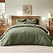 EVERGRACE Luxury Velvet Quilt Set Queen Size 3 Piece, Soft Cross-Stitch Velvet Comforter Set with Pillow Shams, Lightweight Coverlet Bedspread Bedding Set for All Seasons, Loden Green