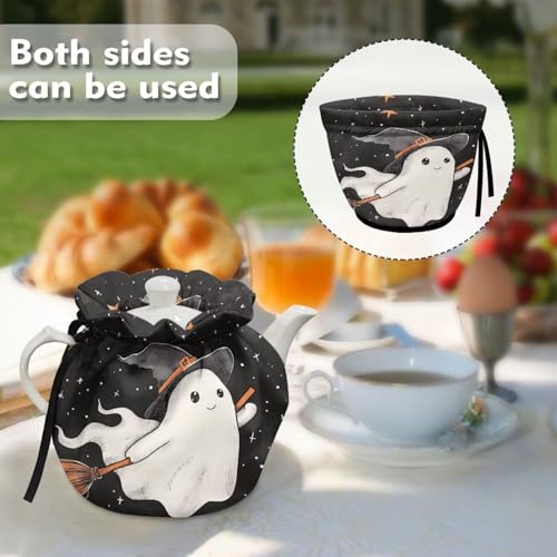 Image of Cute Ghost Tea Pot Cover Keep Tea Warm Insulation Teapot Cozies Machine Washable Kettle Cover Breakfast Warmer Home Decor for Home Kitchen Tea Party Table Decor