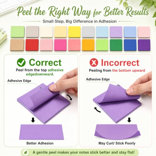 Image of Fainne 120 Pack Sticky Notes Bulk 3x3 Multicolor Self Stick,Mix Color