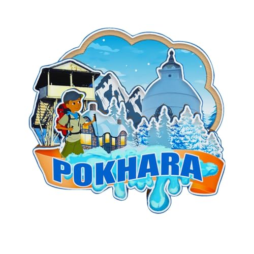 Imán de madera para nevera de Pokhara Nepal, diseño de monumentos 3D, recuerdo coleccionable, decoración hecha a mano -5332