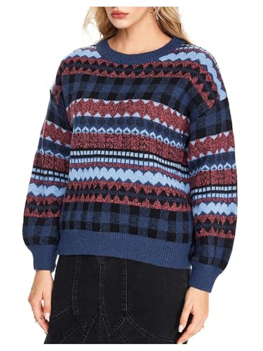 Image of MakeMeChic Women's Striped Sweaters Halloween Vintage Grandpa Sweaters
