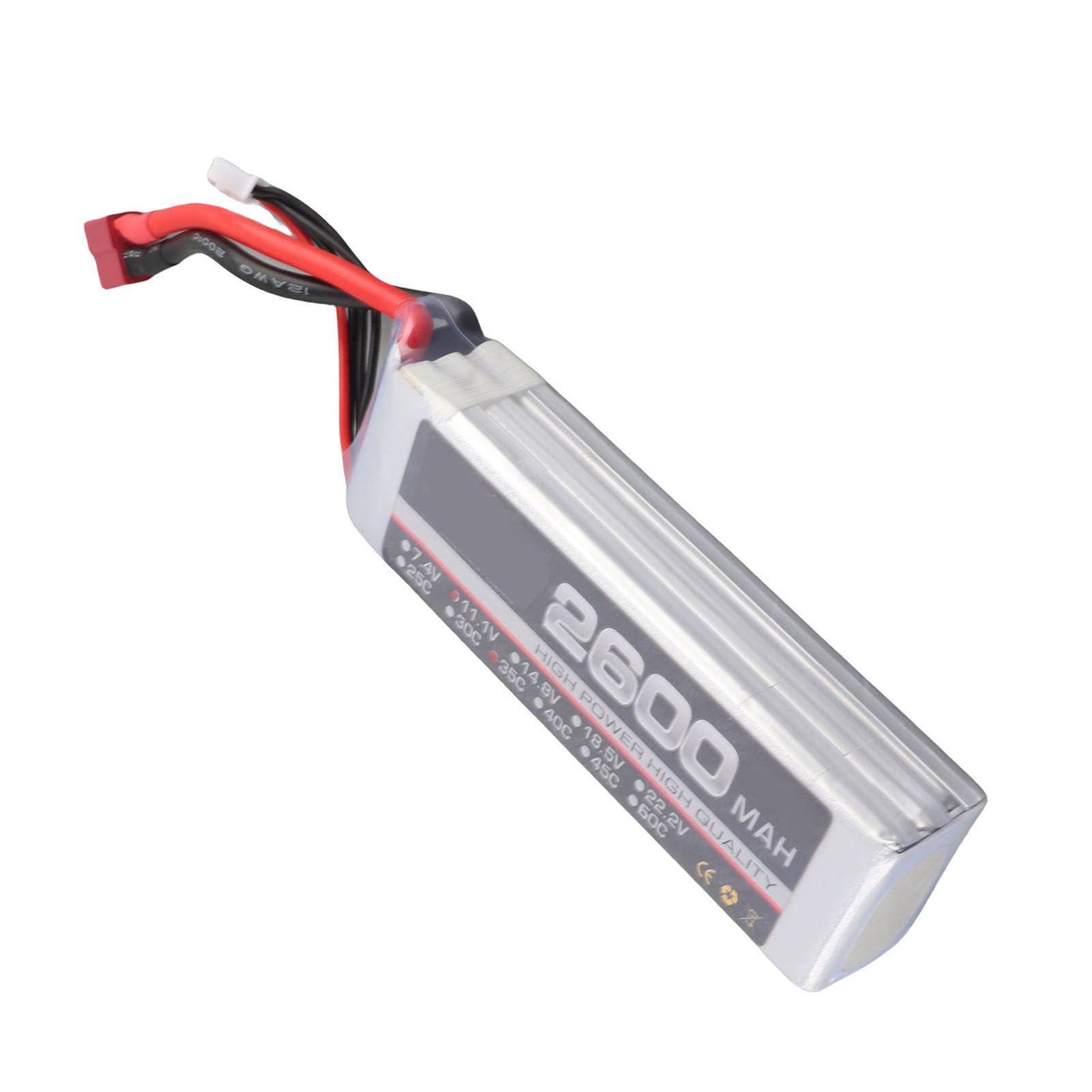 HEEPDD Batteria LiPo da 2600 MAh 11,1 V, capacità Elevata, Ideale per gli Appassionati di Aerei e Droni RC Batteria LiPo da 2600 MAh 11,1 V, Polimeri di Litio, Giocattolo Modello Nan (Spina a T)
