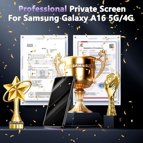 Image of YWXTW [2 Pack Privacy Screen Protector for Samsung Galaxy A16 5G, Upgraded 25 Anti Spy Private Tempered Glass Screen Protector for Samsung A16 5G, Anti Scratch