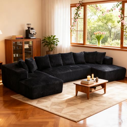 HSXZLO Sofá con FuncióN de Dormir, Sofá Grande 4 Plazas en Forma U, DiseñO Moderno, Muebles Tapizados, SillóN de SalóN con Chaise Longue Reposabrazos