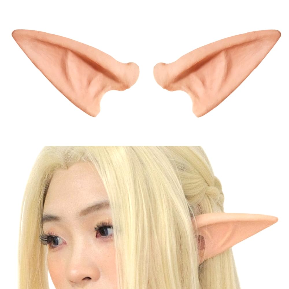 Dreamstall Latex Elf Ears - Professional Prosthetic, Soft Pointed Ears, Unisex, Skin Tone, Medium