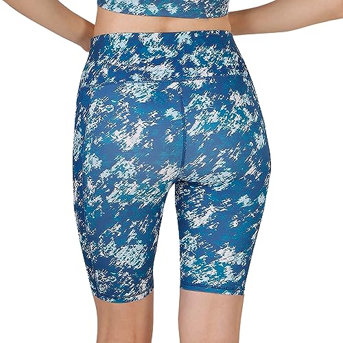 Image of SOIE Women Polyester Blend Sports Shorts High Waist Knee Length with Side Pocket Quick Dry Squat Proof Athleisure Shorts for Workout
